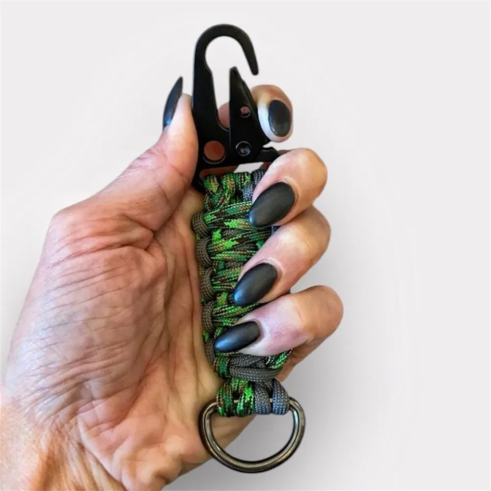 Paracord Keychain Handmade USA Unisex Sporty Green Grey NEW King Cobra